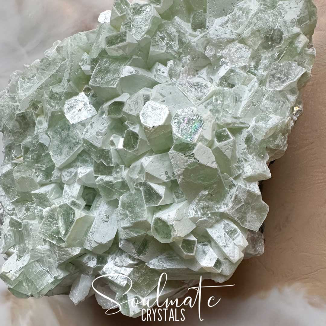 Soulmate Crystals Zeolite Apophyllite Green Cubic Raw Natural Mineral Specimen, Rare, High Vibration Crystal for Harmony