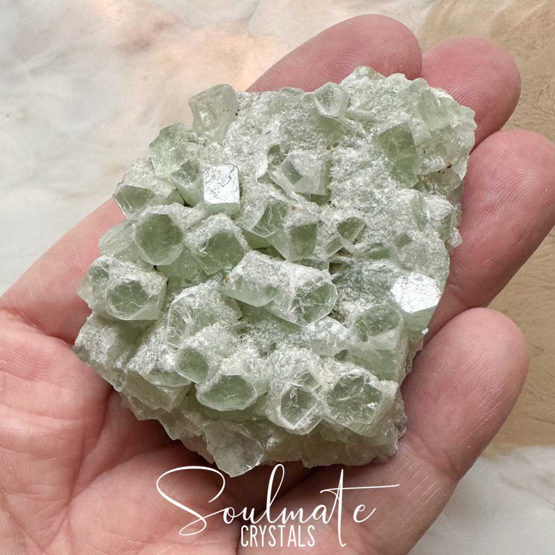 Soulmate Crystals Zeolite Apophyllite Green Cubic Raw Natural Mineral Specimen, Rare, High Vibration Crystal for Harmony, Energetically Transform Your Space with Healing Crystals