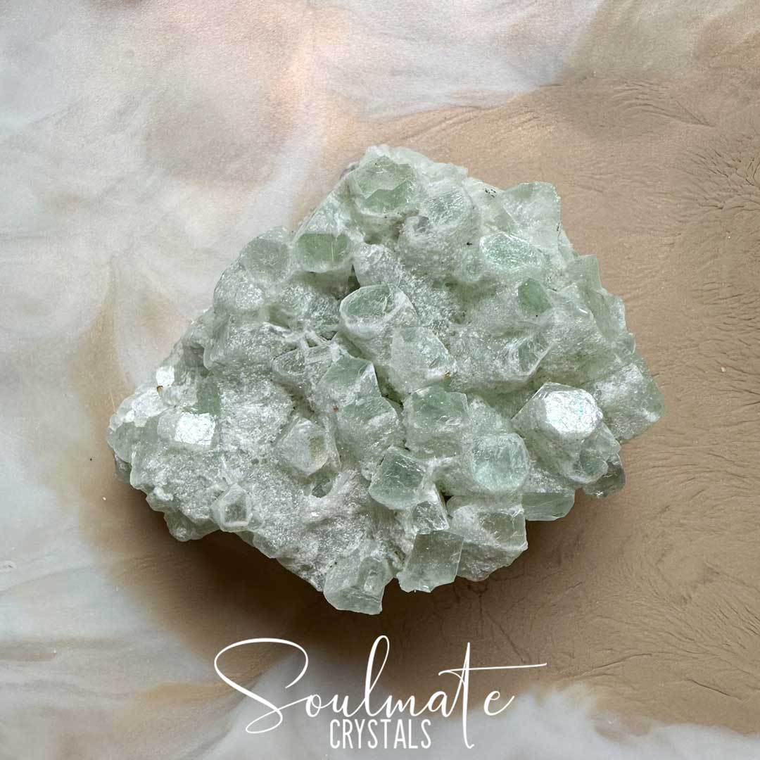 Soulmate Crystals Zeolite Apophyllite Green Cubic Raw Natural Mineral Specimen, Rare, High Vibration Crystal for Harmony, Energetically Transform Your Space with Healing Crystals