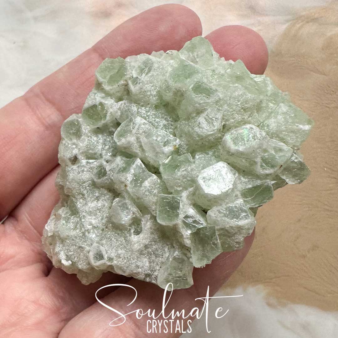 Soulmate Crystals Zeolite Apophyllite Green Cubic Raw Natural Mineral Specimen, Rare, High Vibration Crystal for Harmony, Energetically Transform Your Space with Healing Crystals