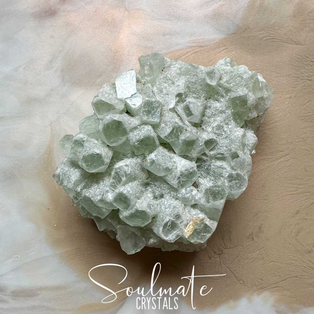 Soulmate Crystals Zeolite Apophyllite Green Cubic Raw Natural Mineral Specimen, Rare, High Vibration Crystal for Harmony, Energetically Transform Your Space with Healing Crystals