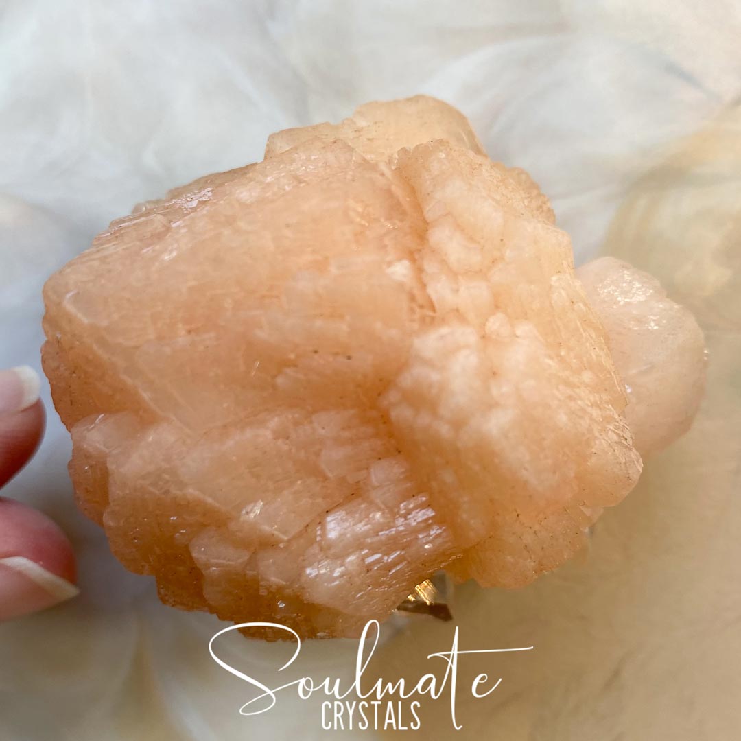 Soulmate Crystals Zeolite Stilbite Peach Apophyllite Diamond Raw Mineral Specimen First Quality, High Vibration Crystal for Cleansing, Serenity, Light, Harmonising, Energetic Transformation, Nurturing.