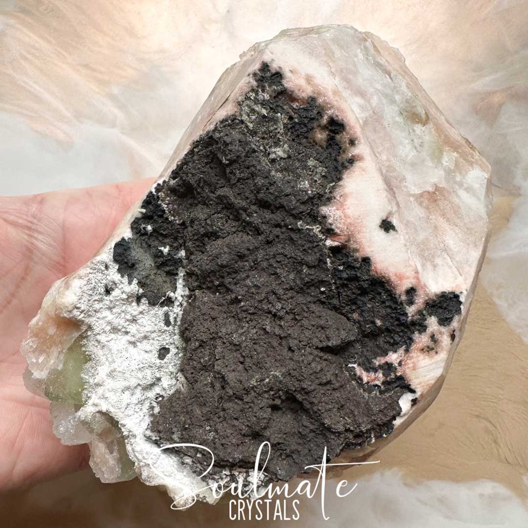 Soulmate Crystals Zeolite Stilbite Peach Apophyllite Green Raw Mineral Specimen First Quality, High Vibration Crystal for Cleansing, Serenity, Light, Harmonising, Energetic Transformation, Nurturing.