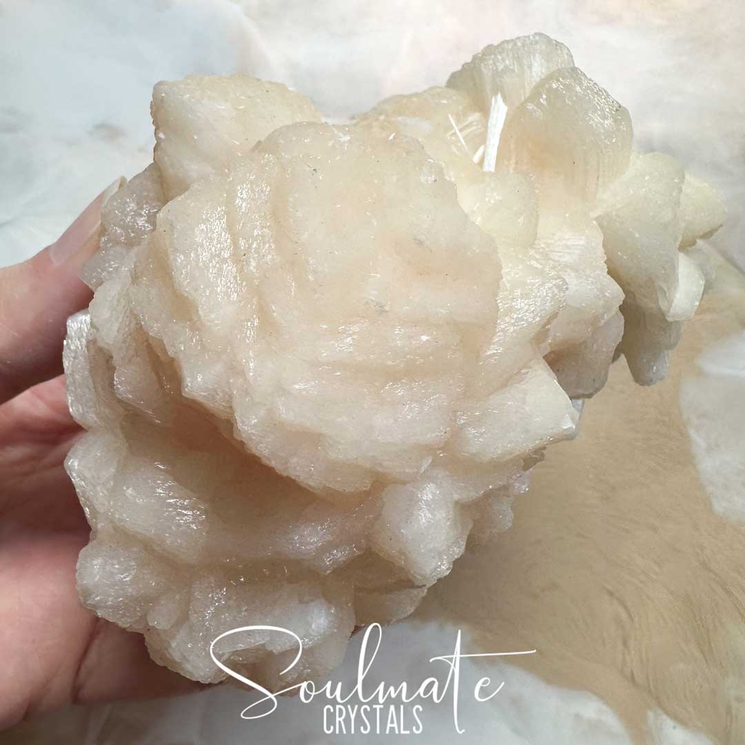 Soulmate Crystals Zeolite Peach Cream Stilbite Puffball Scolecite Raw Mineral Specimen for Spiritual Transformation, Peace, High Vibration Crystal.