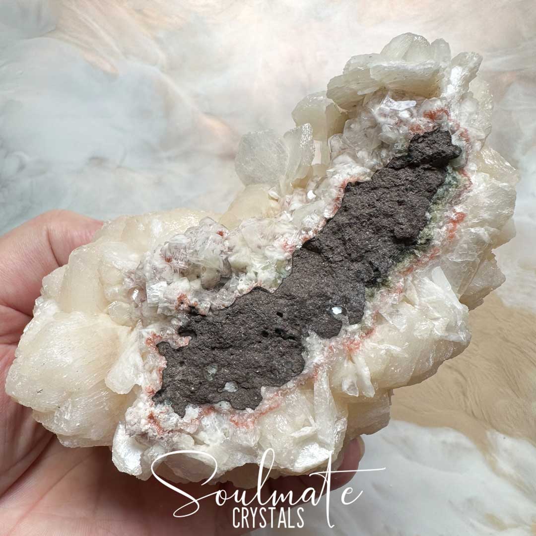 Soulmate Crystals Zeolite Peach Cream Stilbite Puffball Scolecite Raw Mineral Specimen for Spiritual Transformation, Peace, High Vibration Crystal.