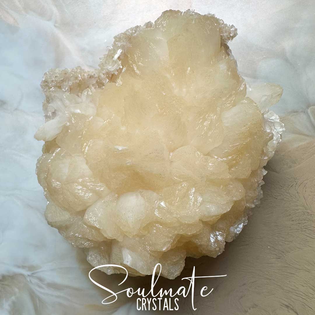 Soulmate Crystals Zeolite Stilbite Peach Golden Cluster Raw Mineral Specimen, High Vibration Crystal for Harmony and Cleansing, Energetic Transformation Healing Crystals.