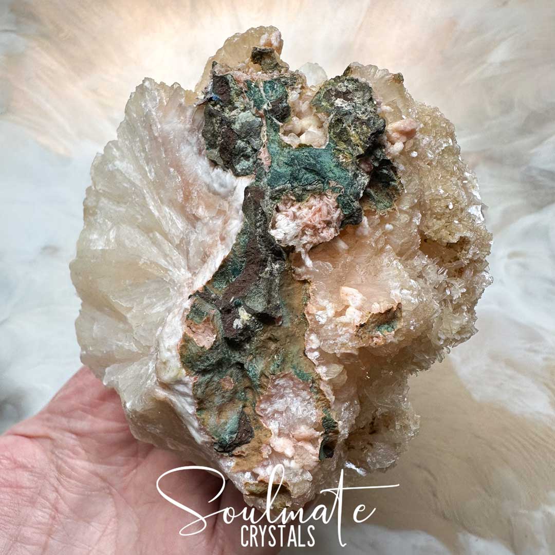 Soulmate Crystals Zeolite Stilbite Peach Golden Cluster Raw Mineral Specimen, High Vibration Crystal for Harmony and Cleansing, Energetic Transformation Healing Crystals.