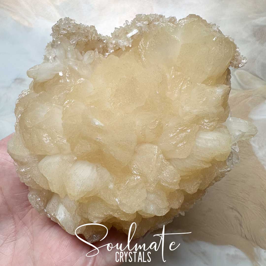 Soulmate Crystals Zeolite Stilbite Peach Golden Cluster Raw Mineral Specimen, High Vibration Crystal for Harmony and Cleansing, Energetic Transformation Healing Crystals.