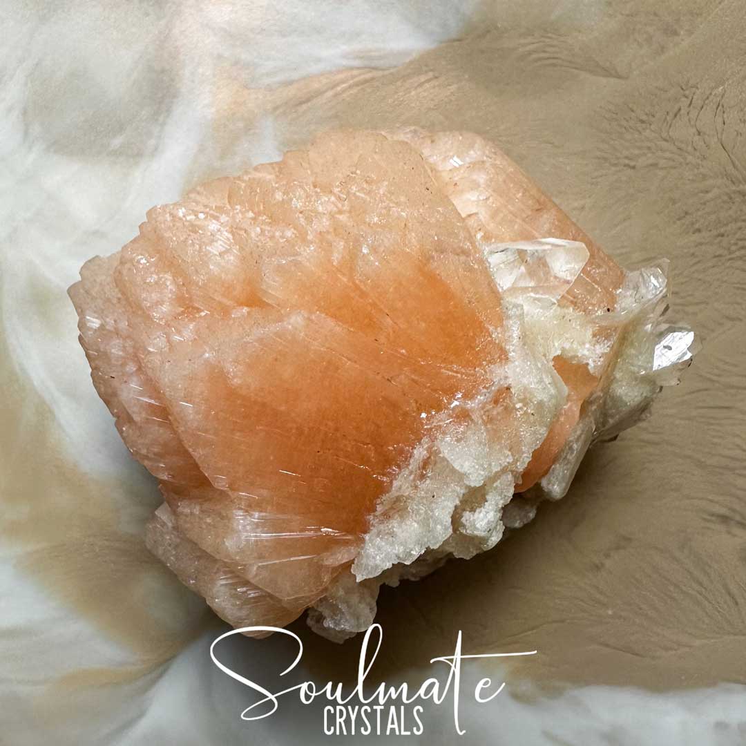 Soulmate Crystals Zeolite Stilbite Peach Apophyllite Diamond Raw Mineral Specimen First Quality, High Vibration Crystal for Cleansing, Serenity, Light, Harmonising, Energetic Transformation, Nurturing.
