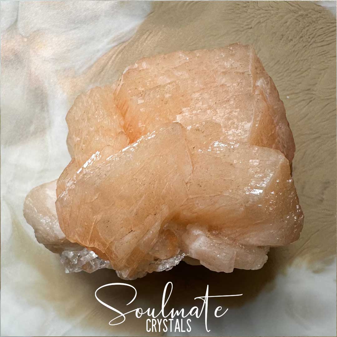 Soulmate Crystals Zeolite Stilbite Peach Apophyllite Diamond Raw Mineral Specimen First Quality, High Vibration Crystal for Cleansing, Serenity, Light, Harmonising, Energetic Transformation, Nurturing.