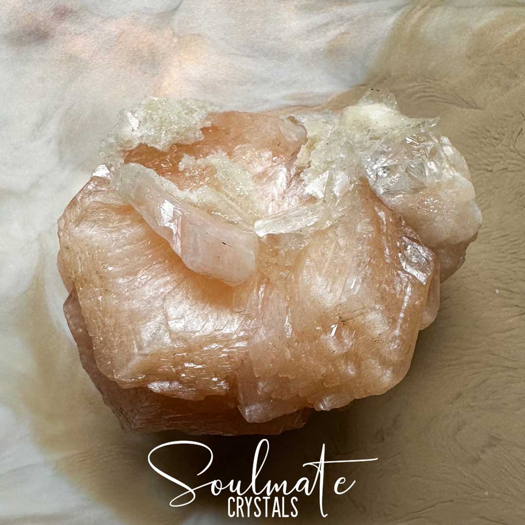 Soulmate Crystals Zeolite Stilbite Peach Apophyllite Diamond Raw Mineral Specimen First Quality, High Vibration Crystal for Cleansing, Serenity, Light, Harmonising, Energetic Transformation, Nurturing.