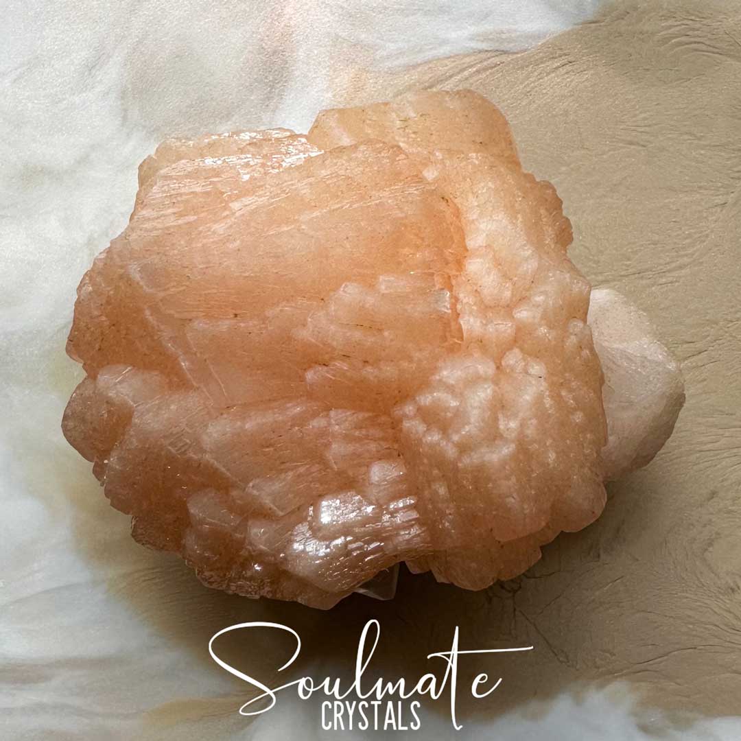 Soulmate Crystals Zeolite Stilbite Peach Apophyllite Diamond Raw Mineral Specimen First Quality, High Vibration Crystal for Cleansing, Serenity, Light, Harmonising, Energetic Transformation, Nurturing.