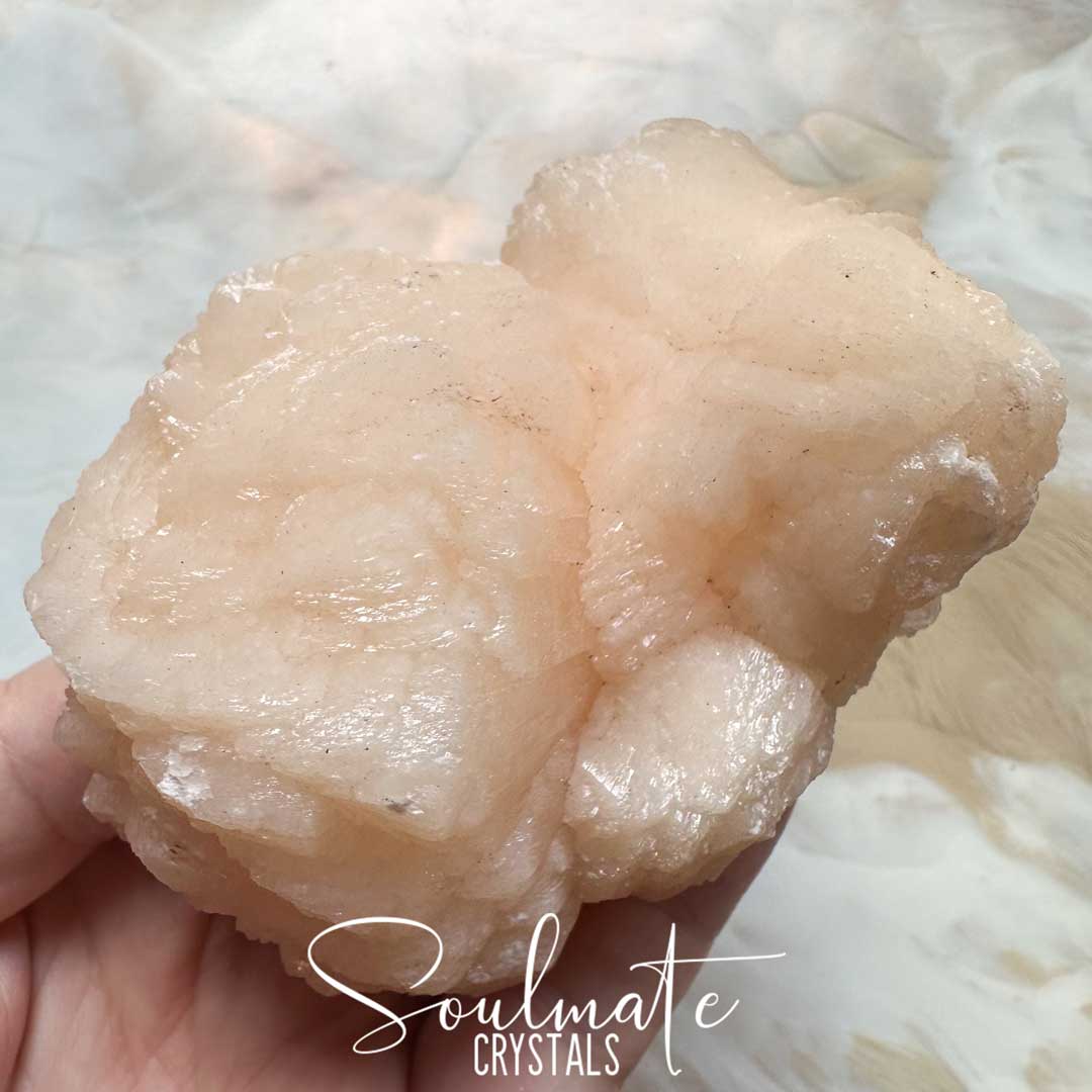 Soulmate Crystals Zeolite Stilbite Peach Puff Cluster Raw Mineral Specimen, High Vibration Crystal for Harmony and Cleansing, Energetic Transformation Healing Crystals.