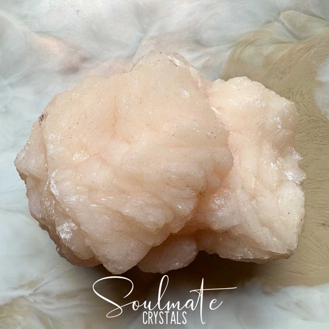 Soulmate Crystals Zeolite Stilbite Peach Puff Cluster Raw Mineral Specimen, High Vibration Crystal for Harmony and Cleansing, Energetic Transformation Healing Crystals.