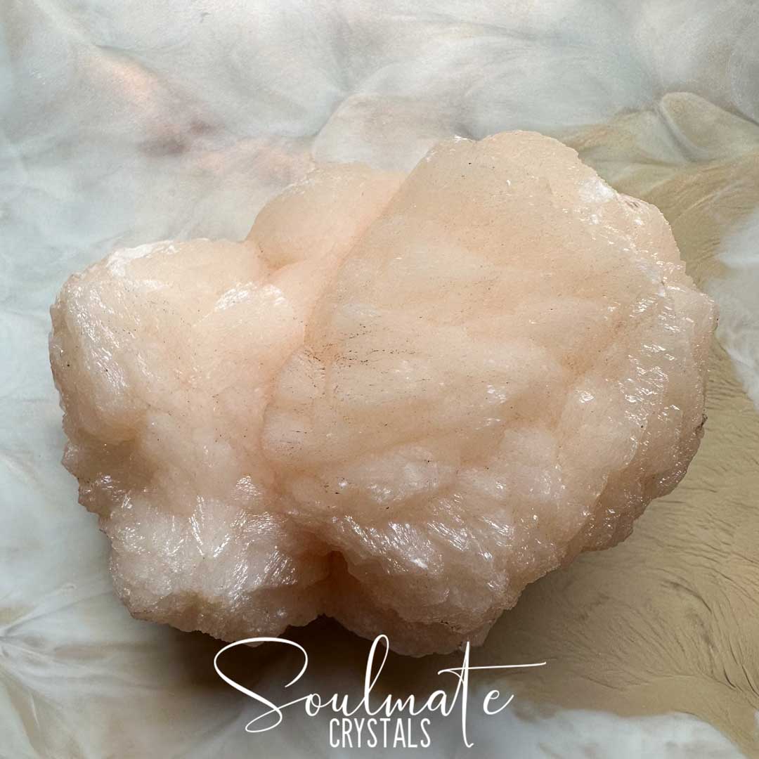 Soulmate Crystals Zeolite Stilbite Peach Puff Cluster Raw Mineral Specimen, High Vibration Crystal for Harmony and Cleansing, Energetic Transformation Healing Crystals.