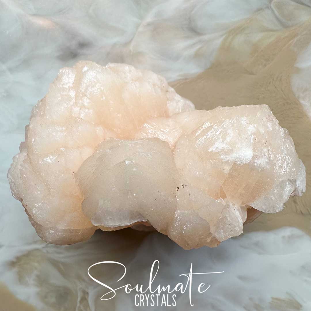 Soulmate Crystals Zeolite Stilbite Peach Puff Cluster Raw Mineral Specimen, High Vibration Crystal for Harmony and Cleansing, Energetic Transformation Healing Crystals.