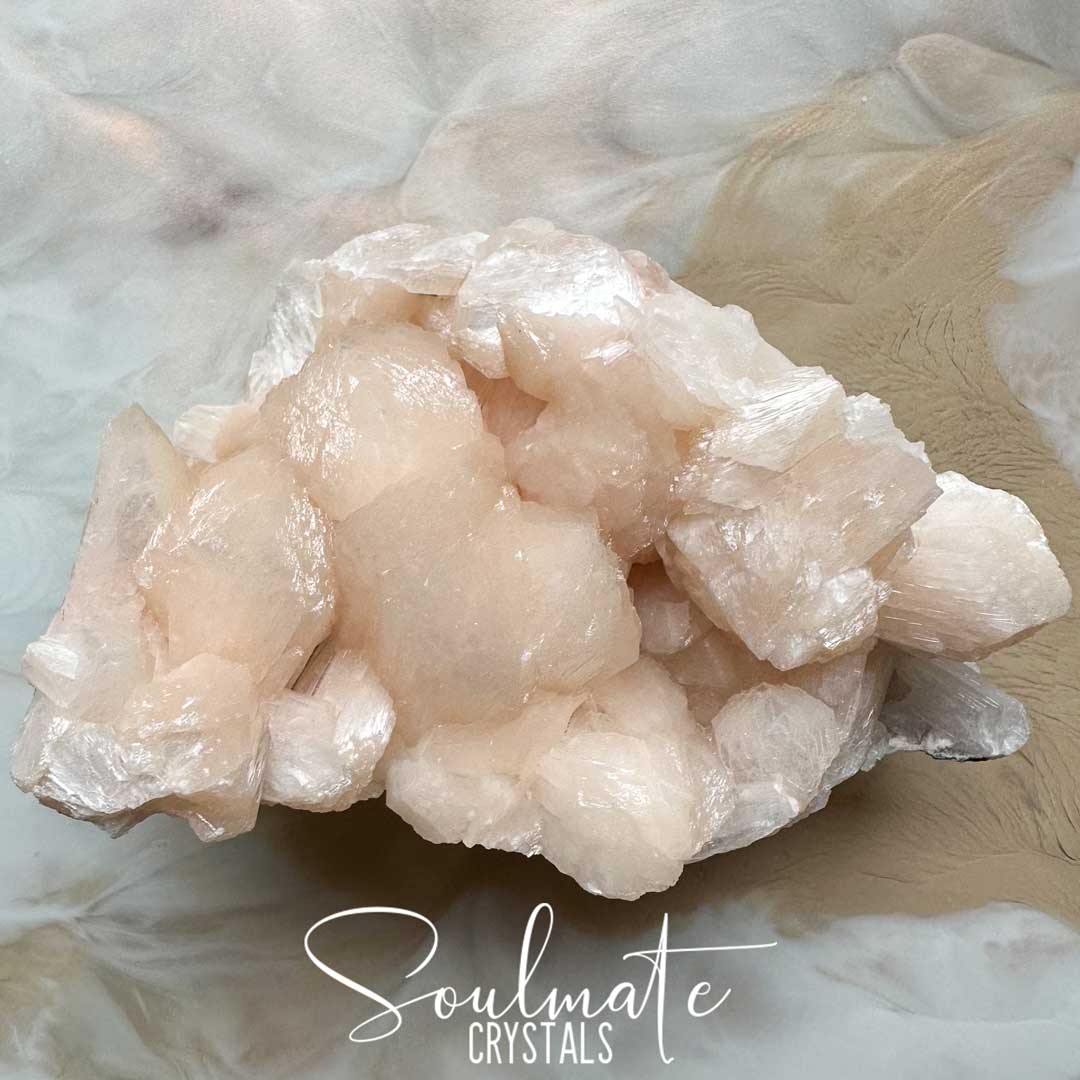 Soulmate Crystals Zeolite Stilbite Peach Puff Mini Cluster Raw Mineral Specimen, High Vibration Crystal for Harmony and Cleansing, Energetic Transformation Healing Crystals.