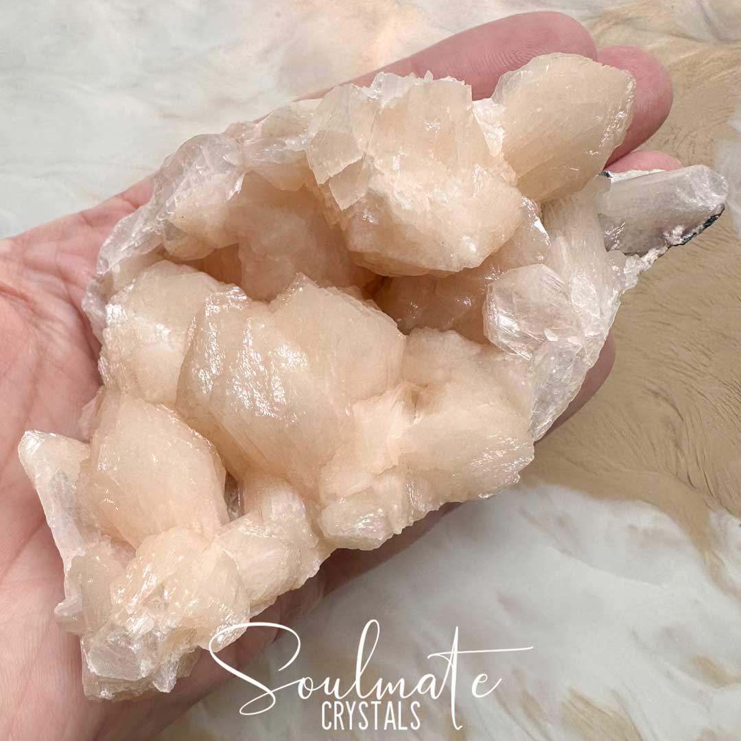 Soulmate Crystals Zeolite Stilbite Peach Puff Mini Cluster Raw Mineral Specimen, High Vibration Crystal for Harmony and Cleansing, Energetic Transformation Healing Crystals.