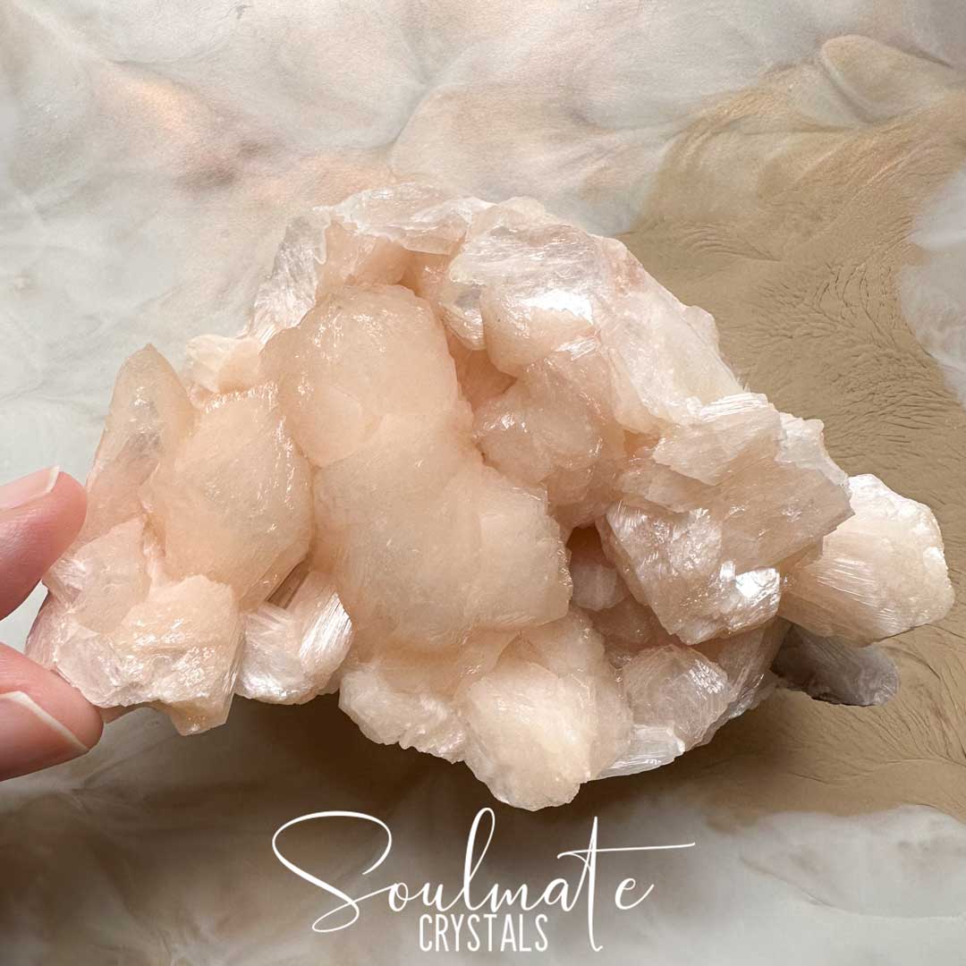 Soulmate Crystals Zeolite Stilbite Peach Puff Mini Cluster Raw Mineral Specimen, High Vibration Crystal for Harmony and Cleansing, Energetic Transformation Healing Crystals.