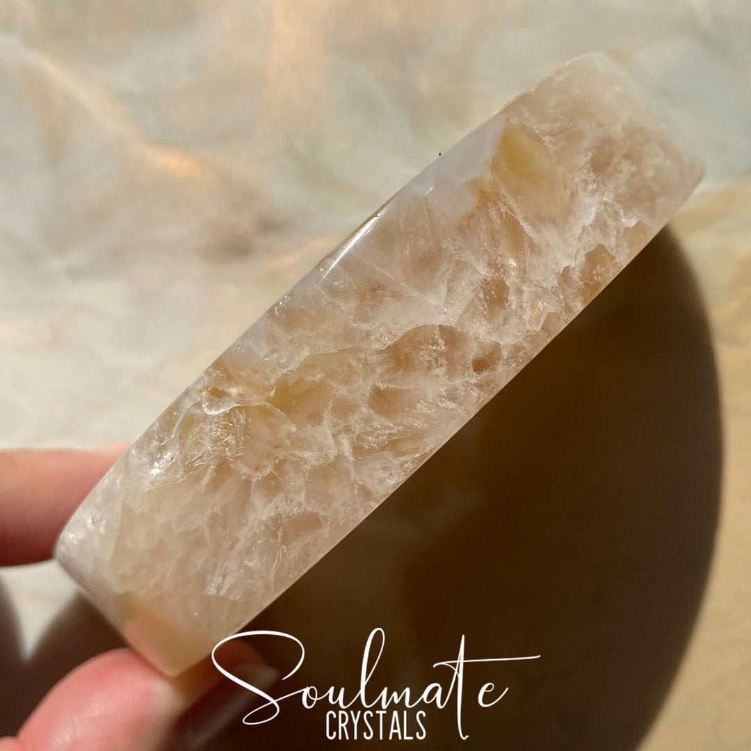 Soulmate Crystals Agate Polished Crystal Crescent Moon, Clear Crystal for Balance and Focus