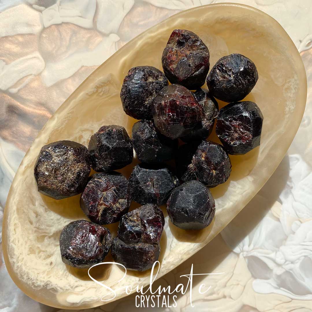 Soulmate Crystals Almandine Garnet Raw Natural Stone, Dark Red Crystal for Protection, Stability and Vitality