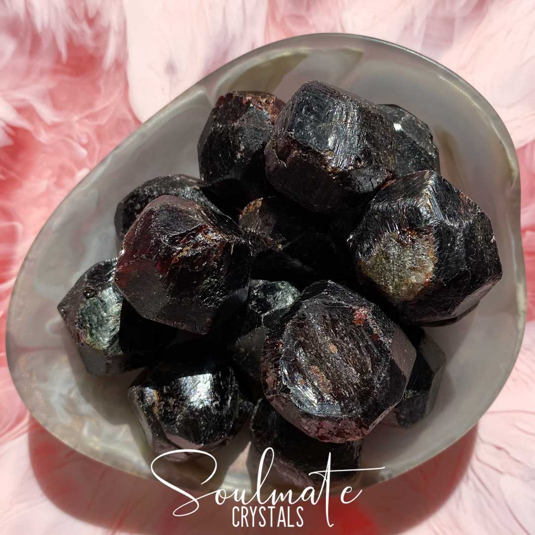 Soulmate Crystals Almandine Garnet Raw Natural Stone, Dark Red Crystal for Protection, Stability and Vitality
