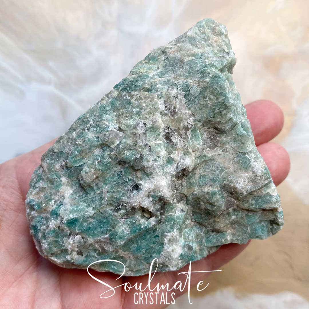 Soulmate Crystals Amazonite Raw Mineral Speciment, Unpolished Aqua Blue Crystal for Hope, Relaxation, Courage.