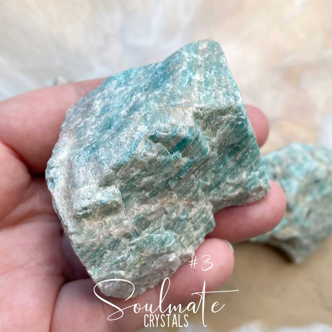 Soulmate Crystals Amazonite Raw Mineral Speciment, Unpolished Aqua Blue Crystal for Hope, Relaxation, Courage.