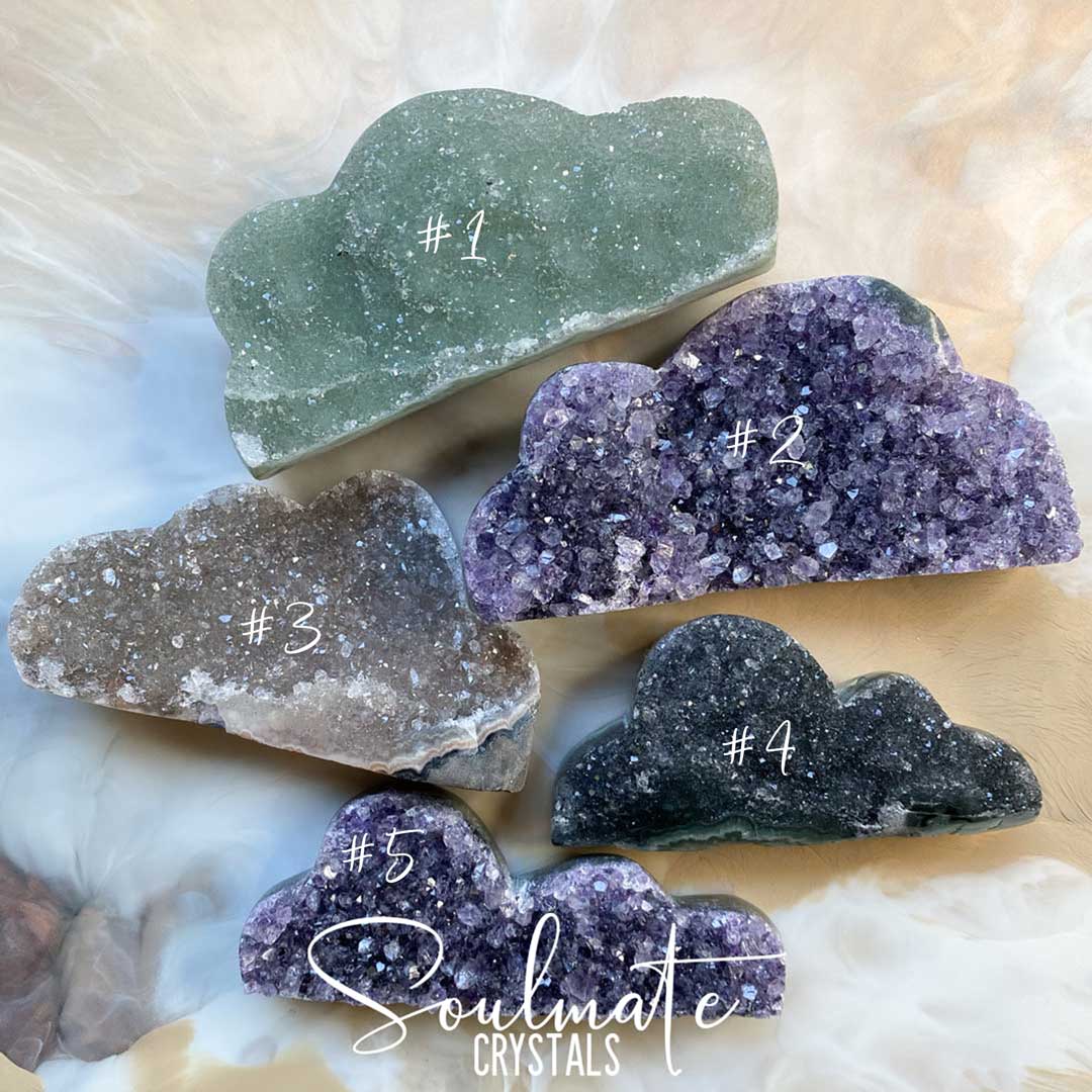 Soulmate Crystals Amethyst Raw Natural Crystal Cloud, Purple, Green and Black Crystal for Calm, Serenity and Reduce Anxiety