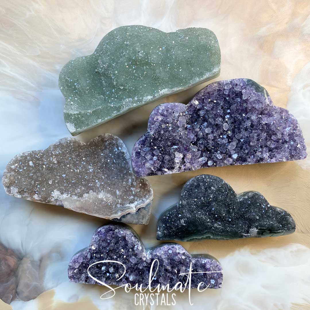 Soulmate Crystals Amethyst Raw Natural Crystal Cloud, Purple, Green and Black Crystal for Calm, Serenity and Reduce Anxiety