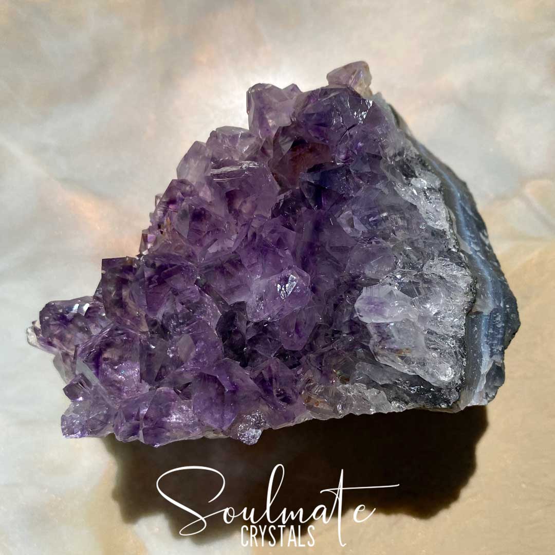 Soulmate Crystals Amethyst Raw Natural Cluster, Purple Crystal Cluster for Calm, Serenity and Reduce Anxiety, Brazil, Extra Quality Grade