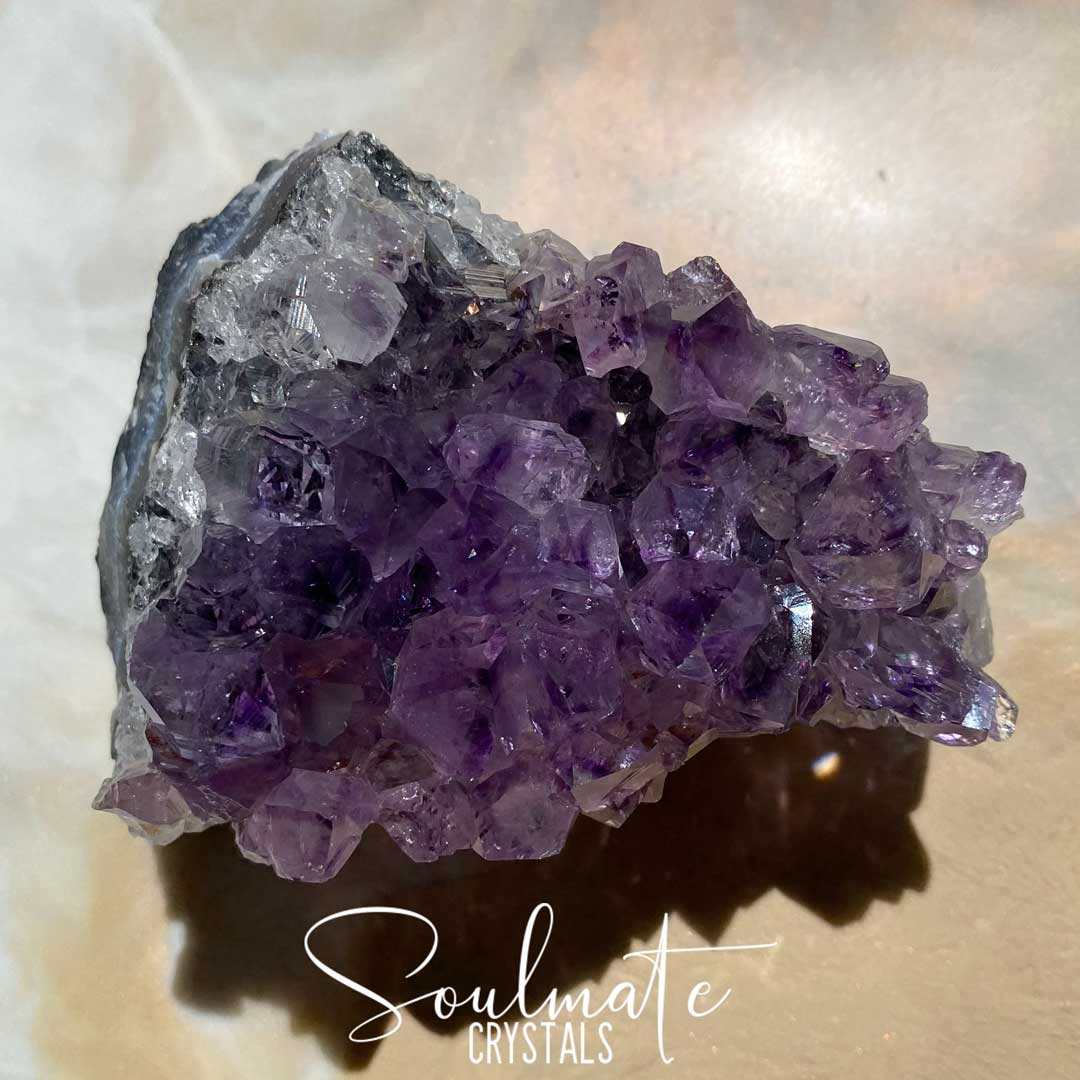 Soulmate Crystals Amethyst Raw Natural Cluster, Purple Crystal Cluster for Calm, Serenity and Reduce Anxiety, Brazil, Extra Quality Grade
