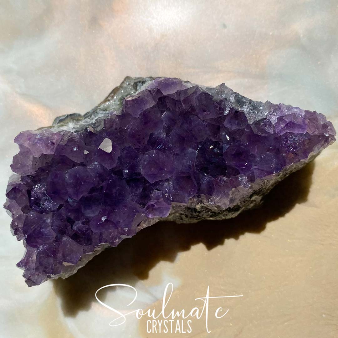 Soulmate Crystals Amethyst Raw Natural Cluster, Purple Crystal Cluster for Calm, Serenity and Reduce Anxiety, Brazil, Extra Quality Grade