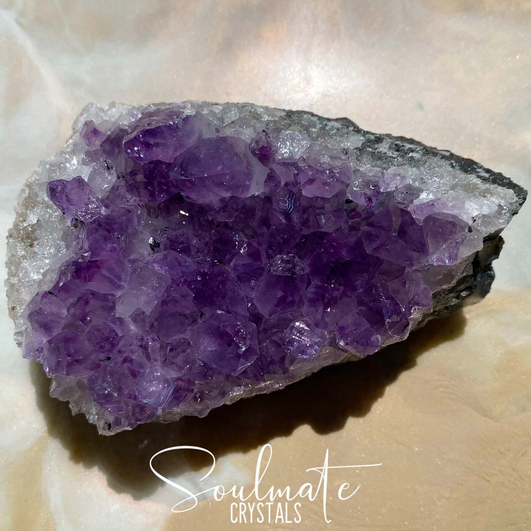 Soulmate Crystals Amethyst Raw Natural Cluster, Purple Crystal Cluster for Calm, Serenity and Reduce Anxiety, Brazil, Extra Quality Grade