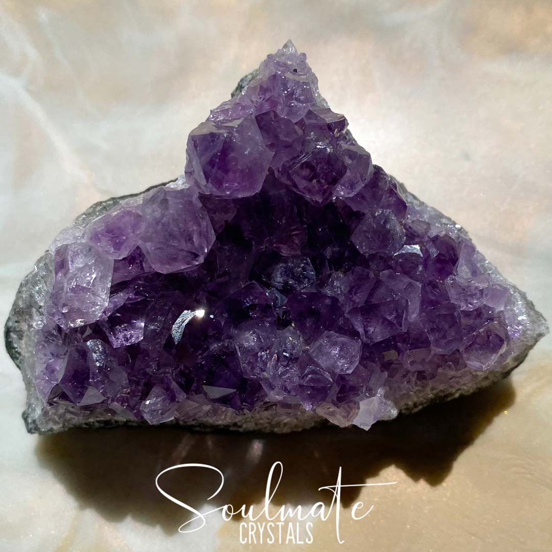 Soulmate Crystals Amethyst Raw Natural Cluster, Purple Crystal Cluster for Calm, Serenity and Reduce Anxiety, Brazil, Extra Quality Grade