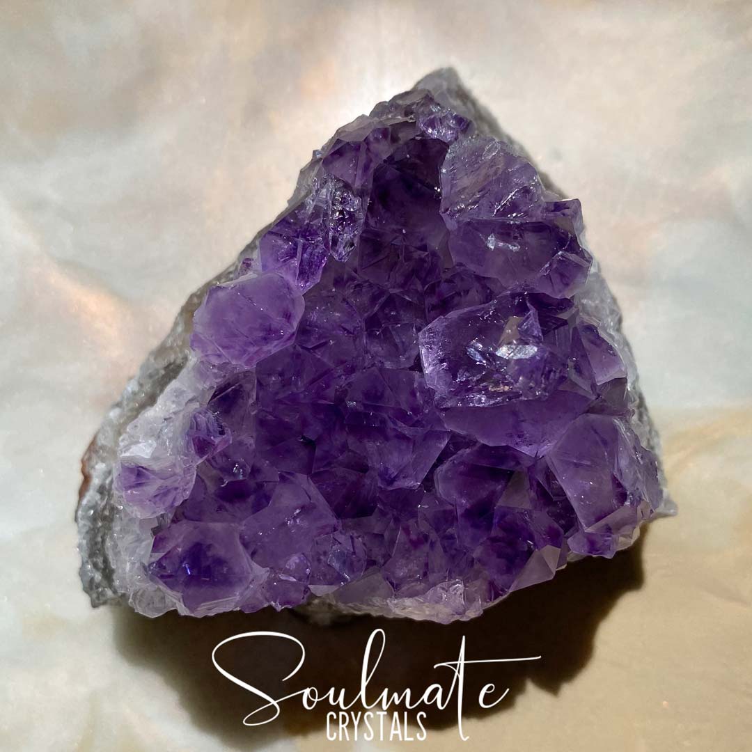 Soulmate Crystals Amethyst Raw Natural Cluster, Purple Crystal Cluster for Calm, Serenity and Reduce Anxiety, Brazil, Extra Quality Grade