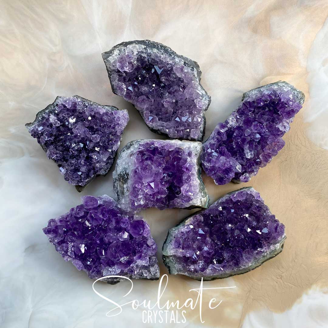 Soulmate Crystals Amethyst Raw Natural Cluster, Purple Crystal Cluster for Calm, Serenity and Reduce Anxiety, Brazil, Extra Quality Grade