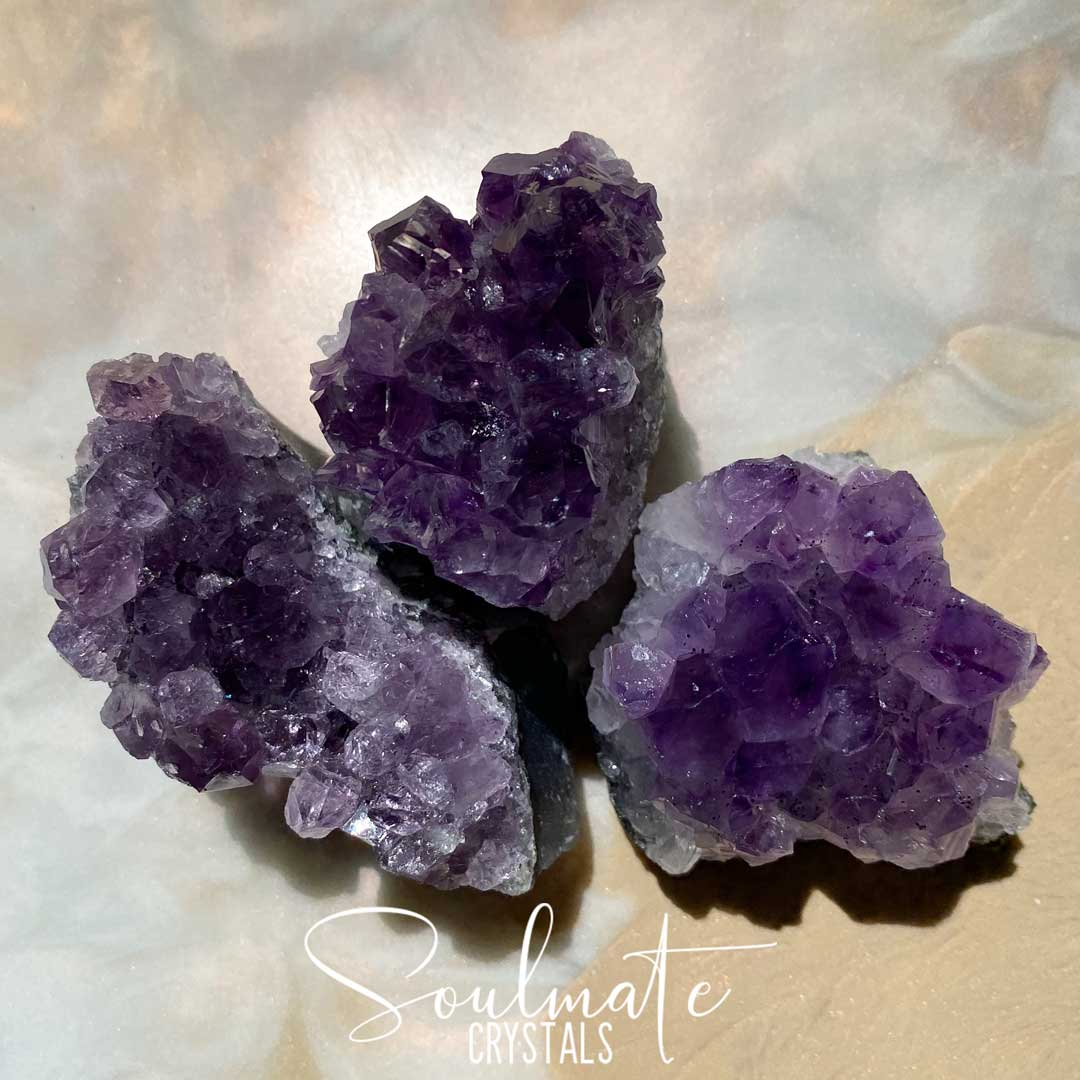 Soulmate Crystals Amethyst Raw Natural Cluster, Purple Crystal Cluster for Calm, Serenity and Reduce Anxiety, Brazil, Extra Quality Grade