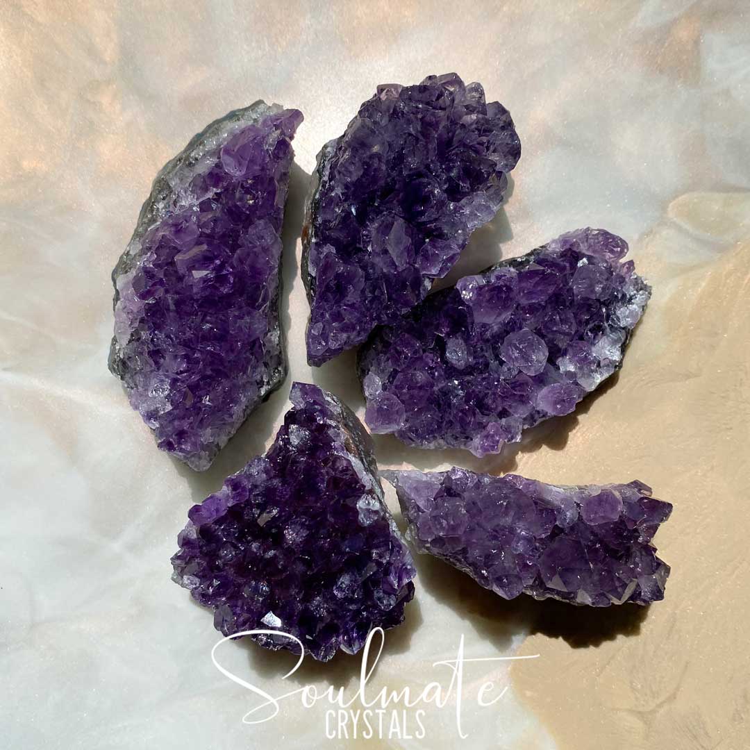 Soulmate Crystals Amethyst Raw Natural Cluster, Purple Crystal Cluster for Calm, Serenity and Reduce Anxiety, Brazil, Extra Quality Grade