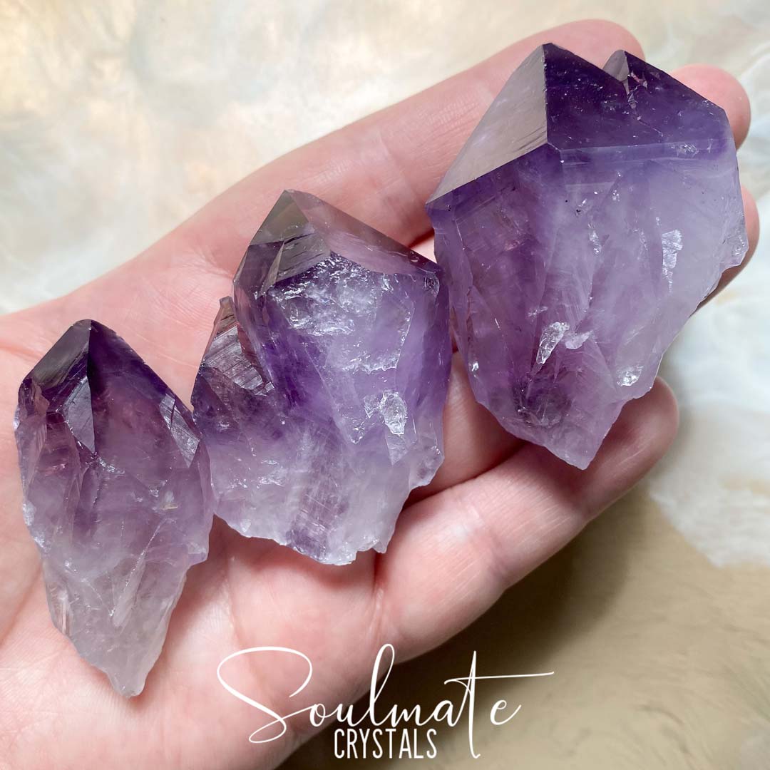 Soulmate Crystals Amethyst Raw Natural Crystal Point, Purple Crystal for Calm, Serenity and Reduce Anxiety, Brazil, Extra Quality Grade