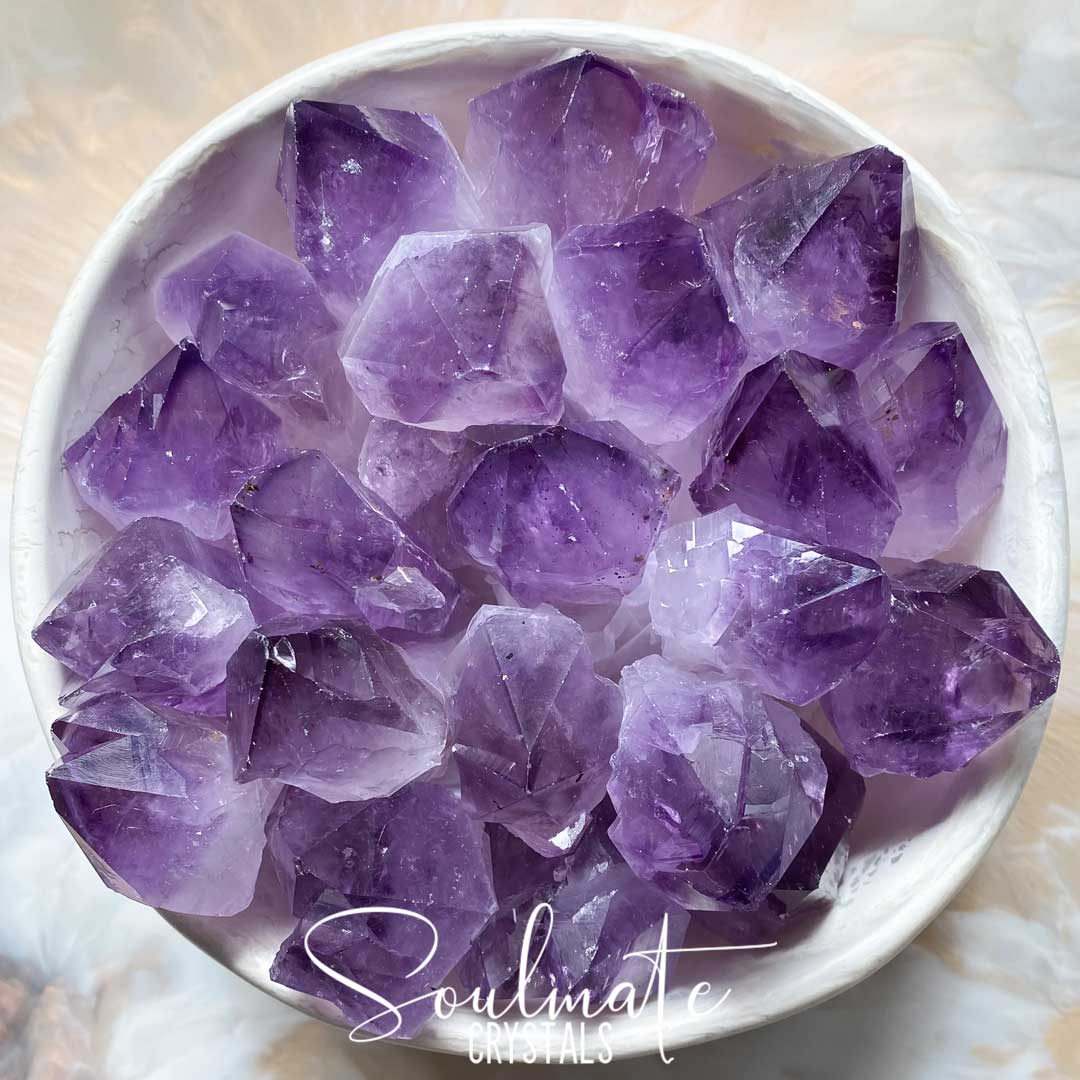 Soulmate Crystals Amethyst Raw Natural Crystal Point, Purple Crystal for Calm, Serenity and Reduce Anxiety, Brazil, Extra Quality Grade