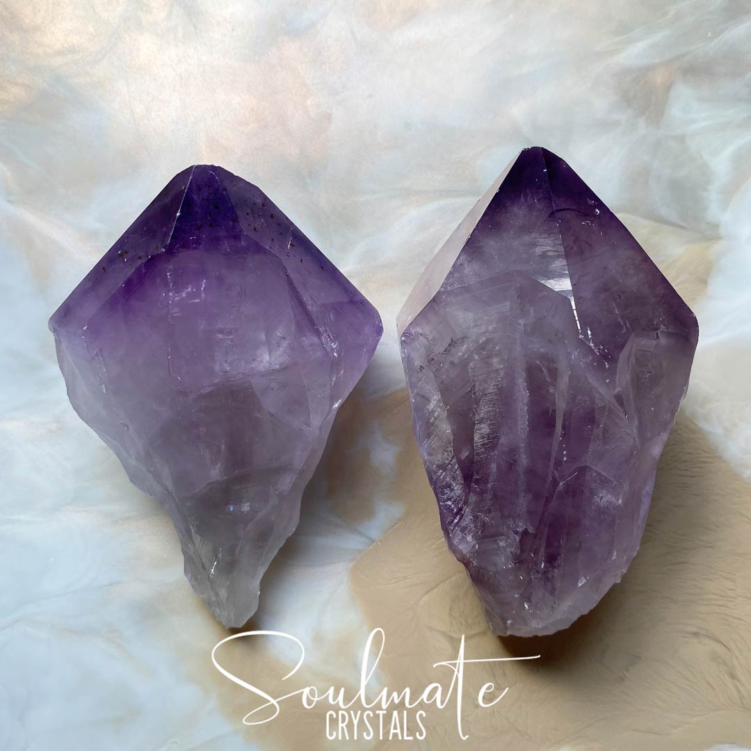 Soulmate Crystals Amethyst Raw Natural Crystal Point, Purple Crystal for Calm, Serenity and Reduce Anxiety, Brazil, Extra Quality Grade