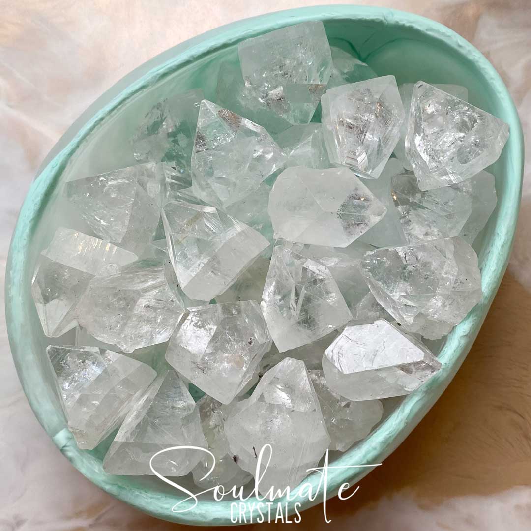 Soulmate Crystals Diamond Apophyllite Raw Mini Pyramid Tip, Clear Crystal for Cleansing, Serenity and Light