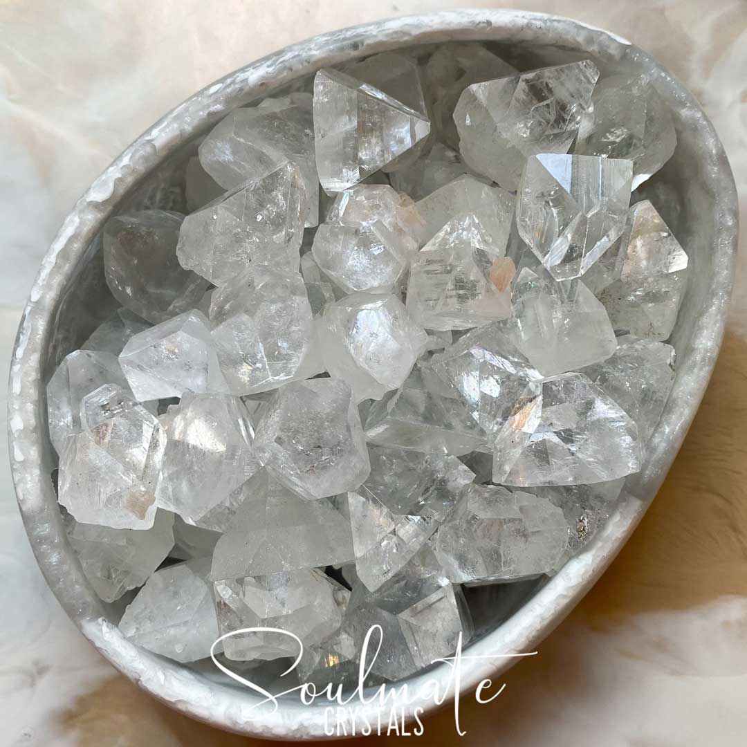 Soulmate Crystals Diamond Apophyllite Raw Mini Pyramid Tip, Clear Crystal for Cleansing, Serenity and Light