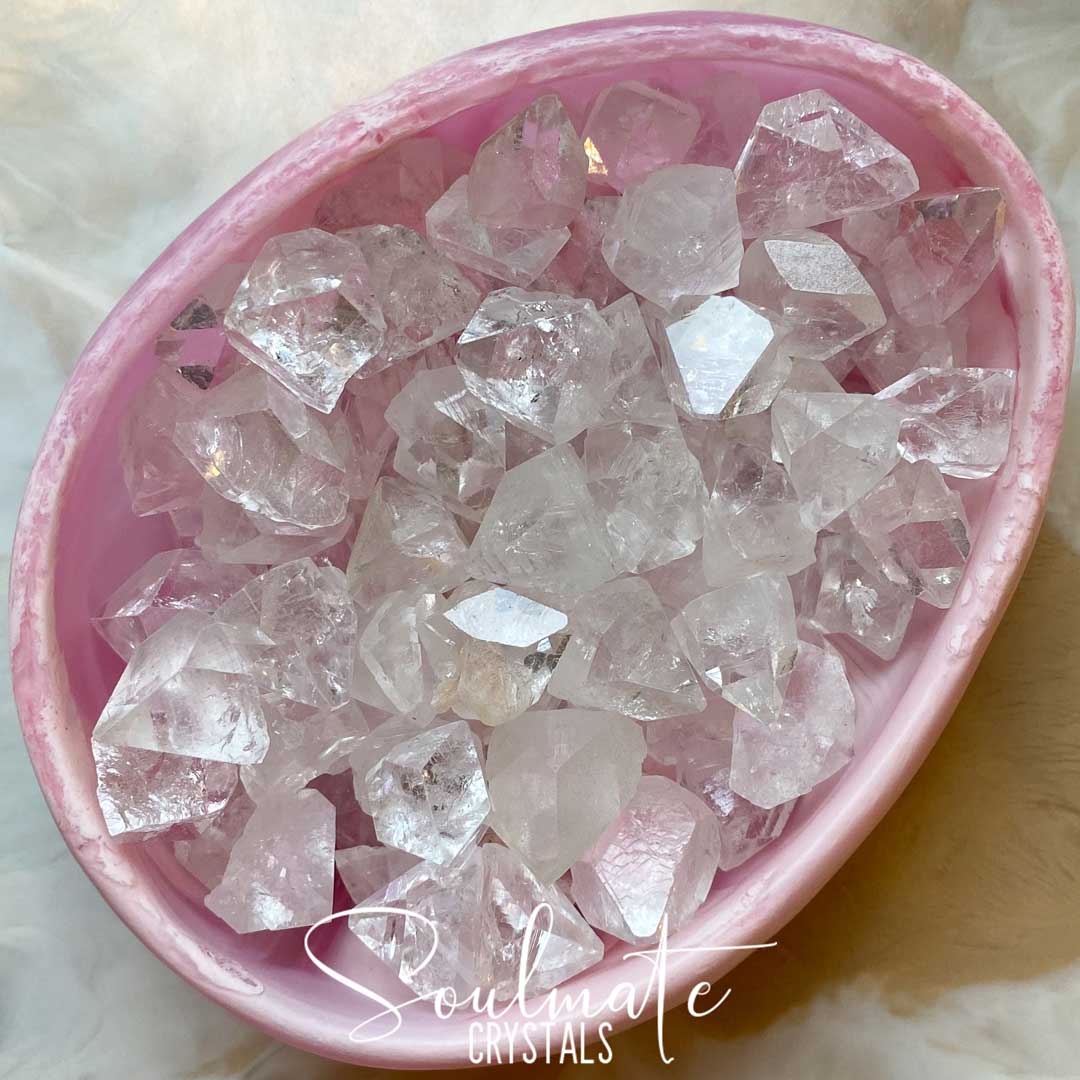 Soulmate Crystals Diamond Apophyllite Raw Mini Pyramid Tip, Clear Crystal for Cleansing, Serenity and Light
