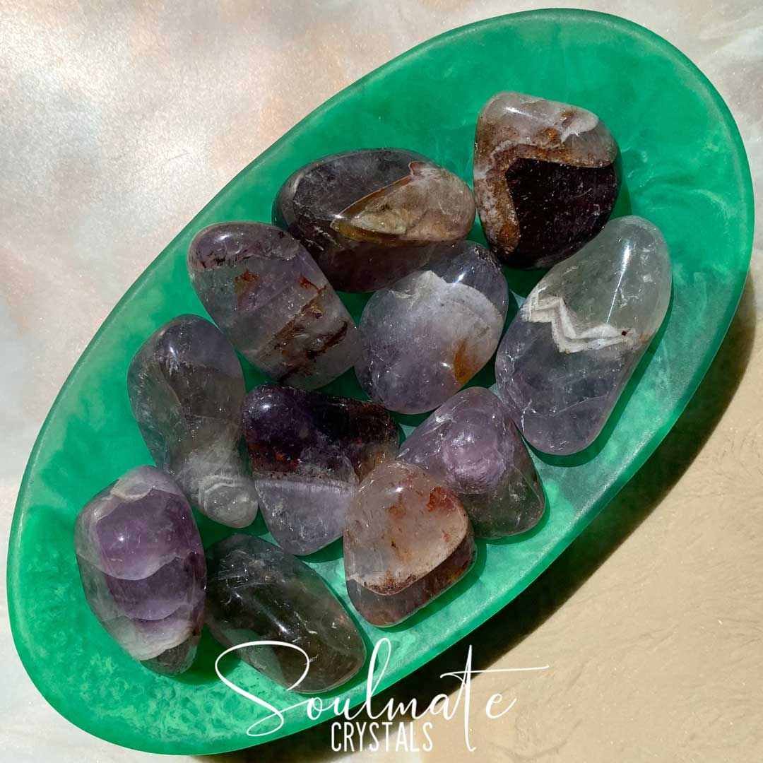 Soulmate Crystals Auralite-23 Tumbled Stone, Natural Combination Mineral Purple Crystal for Potent Transformation.