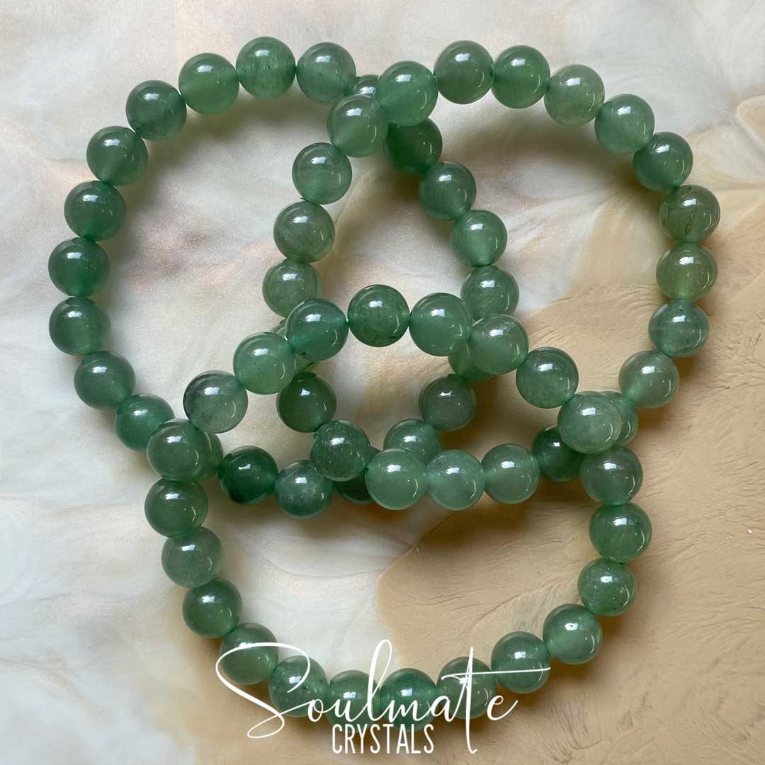 Soulmate Crystals Green Aventurine Tumbled Stone, Polished Green Crystal for Luck, Abundance, Risk Taking, Manifestation, Bracelets, Wearable Crystal Bracelets, Beaded Bracelet.
