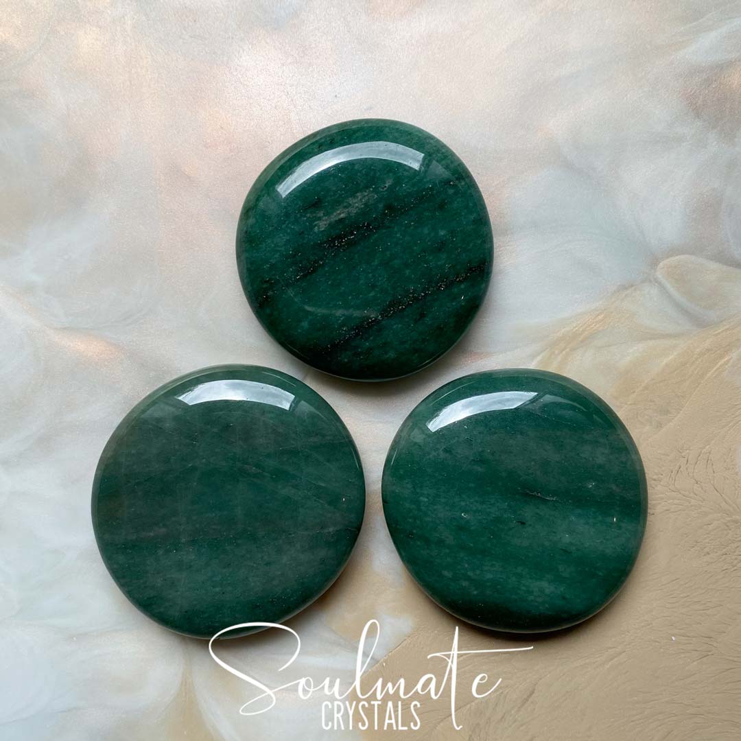 Soulmate Crystals Green Aventurine Polished Crystal Palm Stone, Polished Green Crystal for Luck, Abundance, Risk Taking, Manifestation.