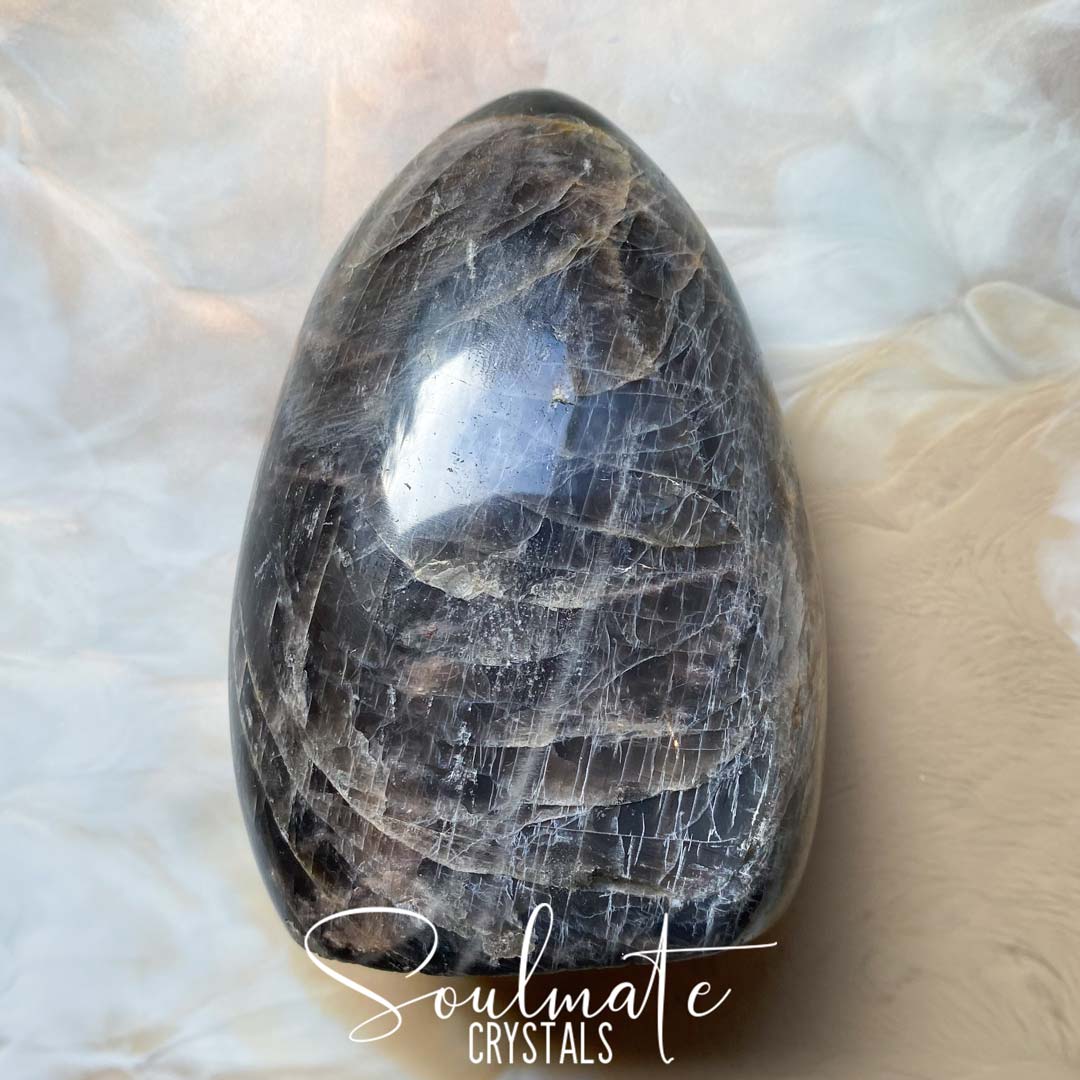 Soulmate Crystals Black Moonstone Polished Crystal Freeform, Black Crystal for Intention Setting, Manifestation, Creativity and New Moon Rituals.