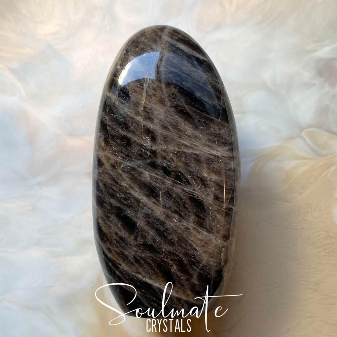Soulmate Crystals Black Moonstone Polished Crystal Freeform, Black Crystal for Intention Setting, Manifestation, Creativity and New Moon Rituals.